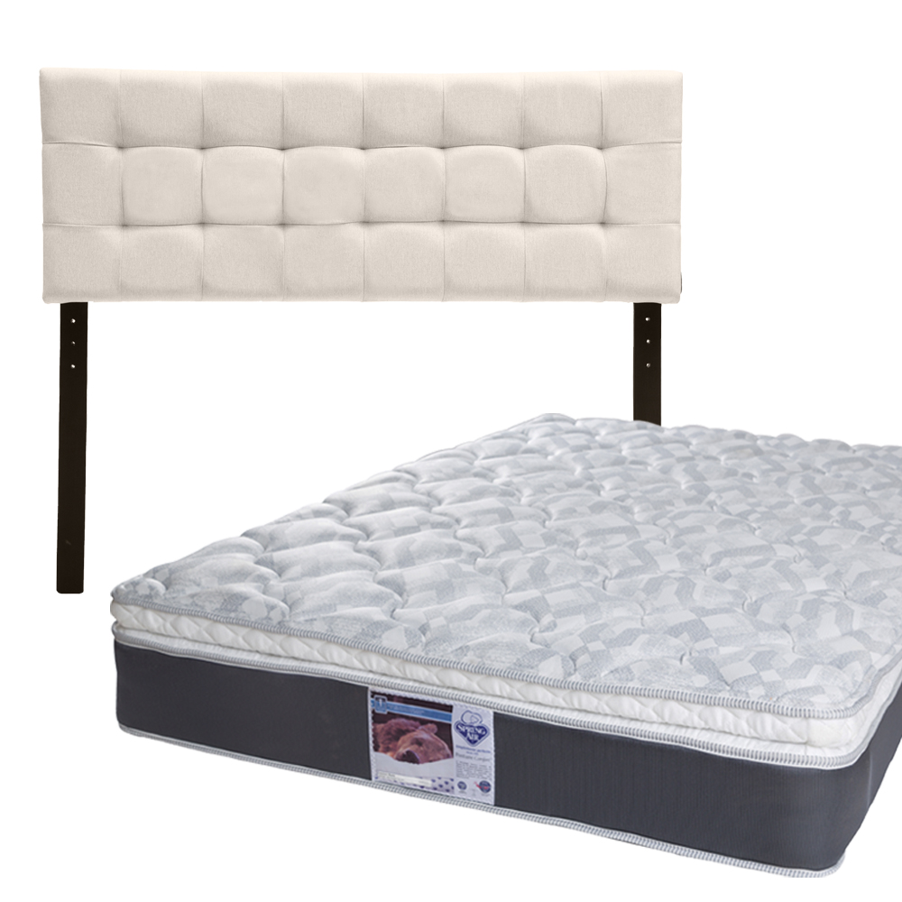 Cabecera Catania Dicasa Color Beige Claro + Colchón Spring Air Marte Queen Size