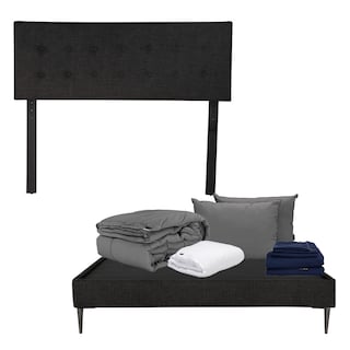 Foto 1 | Cabecera Bilbao Dicasa Negro + Base Slim Matrimonial + Almohada 2pack + Protector Cloud + Sábanas Softy + Edredón Homy