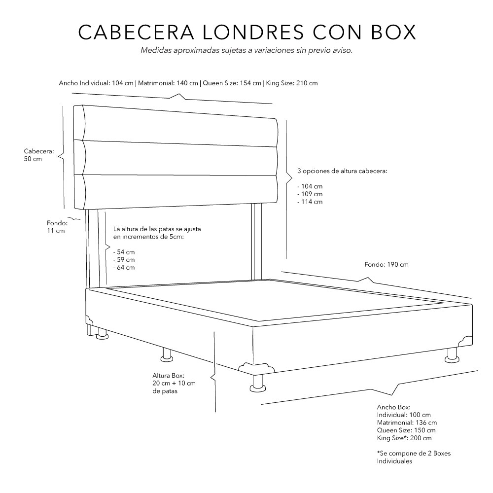 Foto 7 | Cabecera Logan Dicasa Color Negro + Box Dicasa Color Negro +  Colchón Restonic Legan Matrimonial