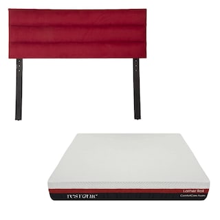 Foto 1 | Cabecera Logan Dicasa Color Rojo + Colchón Restonic Roll Matrimonial