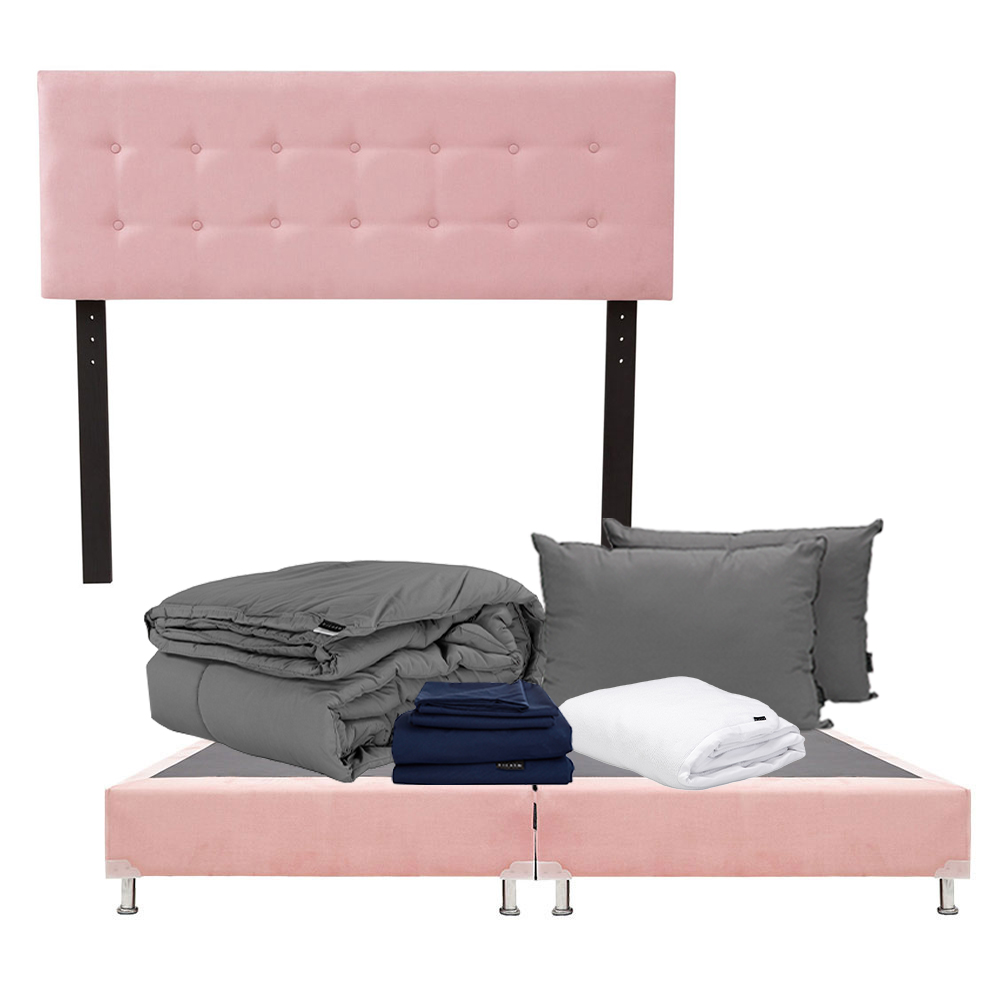 Foto 1 | Cabecera Bilbao Dicasa Pink+box Dicasa King Size+almohada 2pack+protector Cloud+sábanas Softy+edredón Homy
