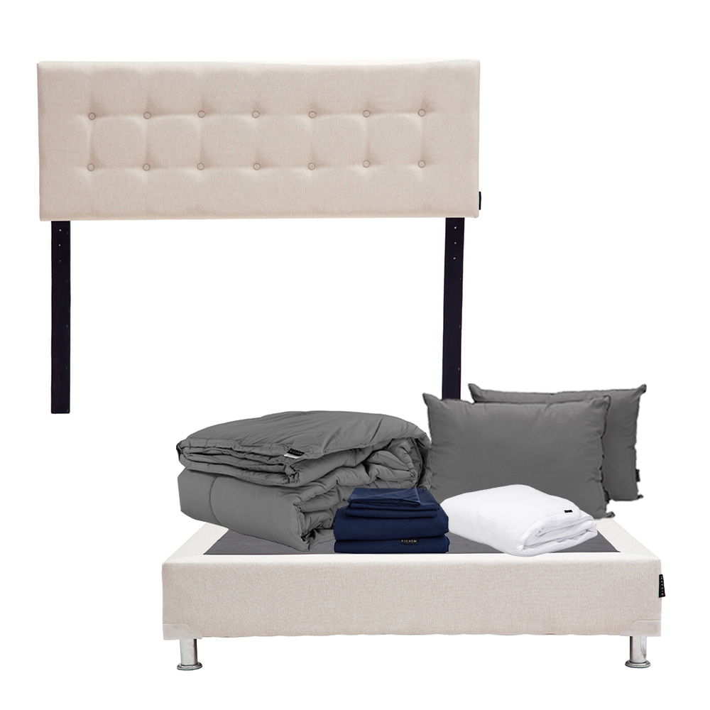Foto 1 | Cabecera Bilbao Dicasa Beige Claro+box Dicasa Queen Size+almohada 2pack+protector Cloud+sábanas Softy+edredón Homy