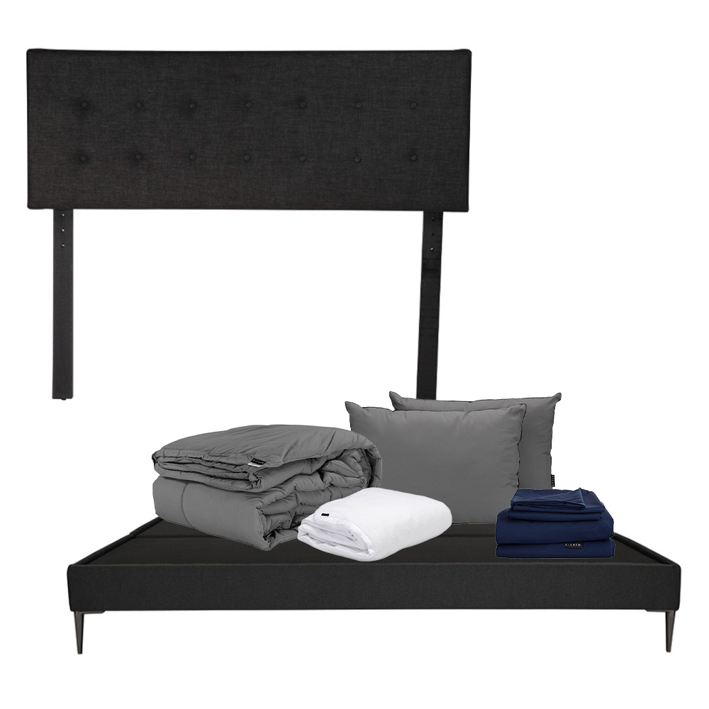 Foto 1 | Cabecera Bilbao Dicasa Negro + Base Slim King Size + Almohada 2pack + Protector Cloud + Sábanas Softy + Edredón Homy