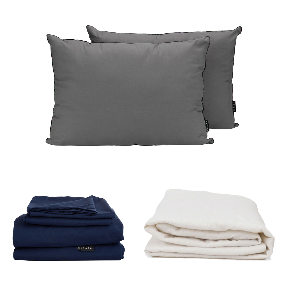 Foto 4 pulgar | Cabecera Bilbao Dicasa Negro + Base Slim King Size + Almohada 2pack + Protector Cloud + Sábanas Softy + Edredón Homy