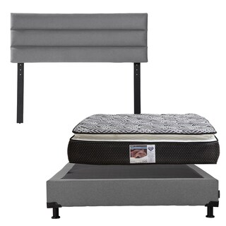 Foto 1 | Cabecera Logan Dicasa Color Gris + Box Dicasa Color Gris + Colchón Spring Air Omega Matrimonial