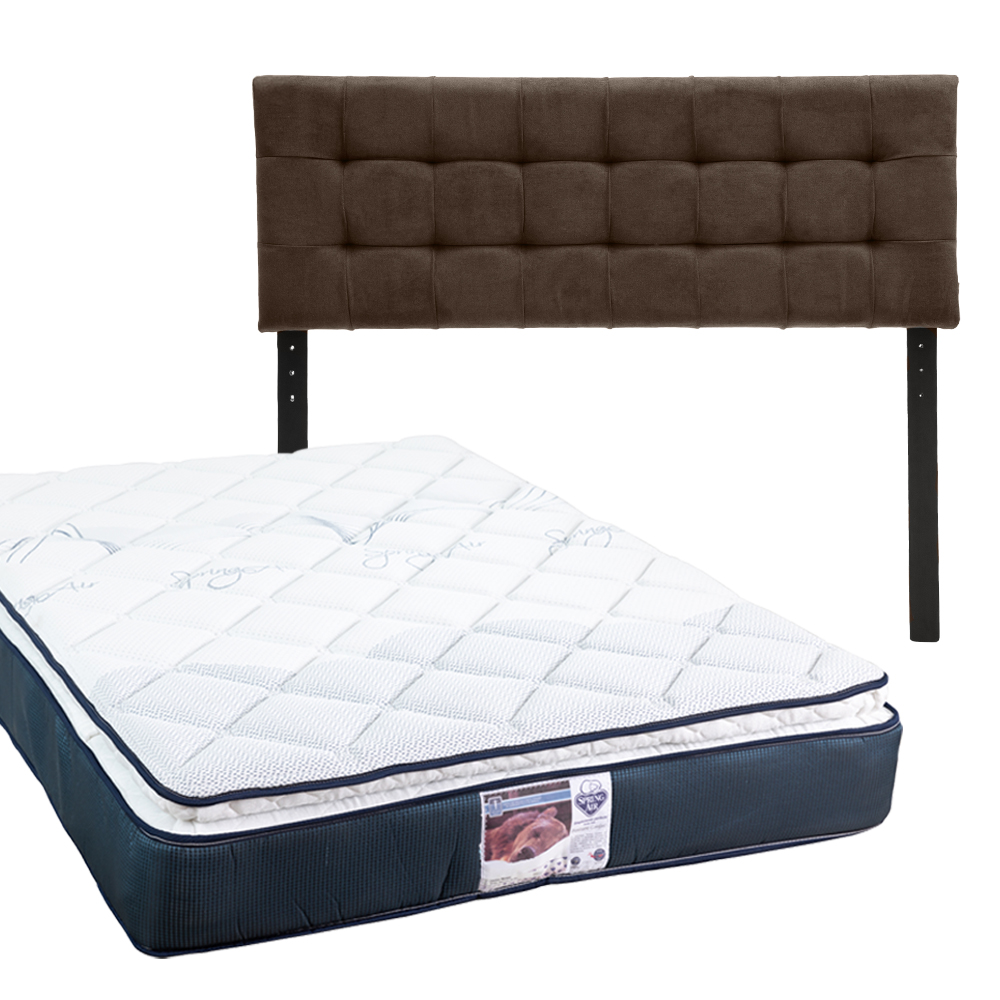 Cabecera Catania Dicasa Color Chocolate + Colchón Spring Air Monaco Queen Size