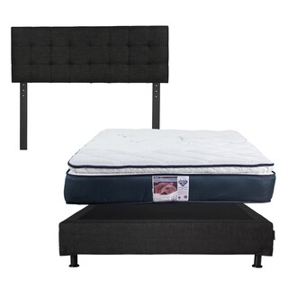 Foto 1 | Cabecera Catania Dicasa Color Negro + Box Dicasa Color Negro + Colchón Spring Air Monaco Matrimonial