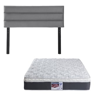 Foto 1 | Cabecera Logan Dicasa Color Gris + Colchón Spring Air Marte Queen Size