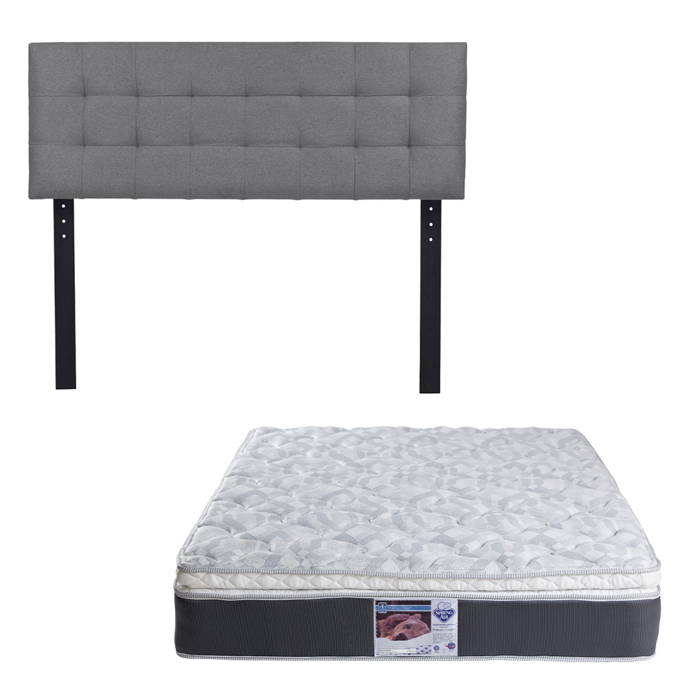 Cabecera Catania Dicasa Color Gris + Colchón Spring Air Marte Queen Size