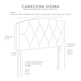 Foto 6 | Cabecera Dicasa Sigma Gris King Size