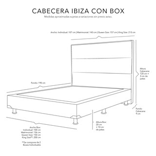 Foto 3 | Cabecera Dicasa Ibiza + Box Azul + Colchón Spring Air Cardona Matrimonial