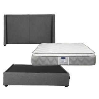 Foto 1 | Cabecera Dicasa Milan + Base Cama Gris + Colchón Restonic Cupra Matrimonial