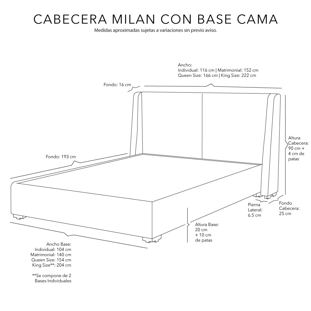 Foto 4 pulgar | Cabecera Dicasa Milan + Base Cama Gris + Colchón Restonic Cupra Matrimonial