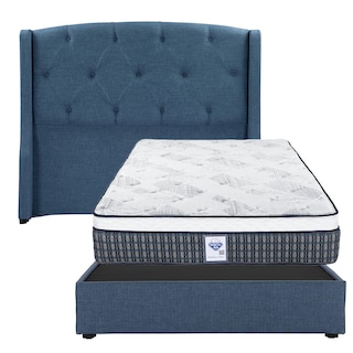 Foto 1 | Cabecera Dicasa Zefyr + Base Cama Azul + Colchón Spring Air Cardona Matrimonial