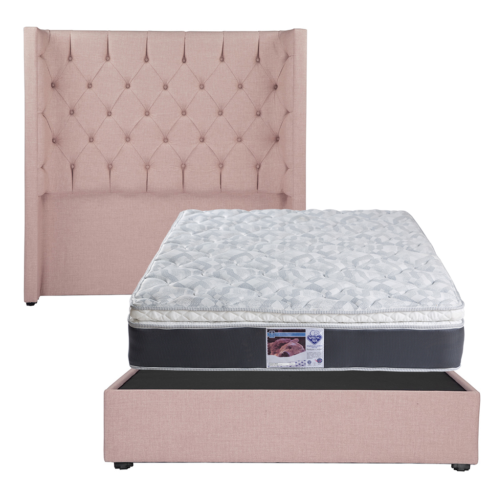 Cabecera Dicasa Tartuk + Base Cama Pink + Colchón Spring Air Marte Matrimonial