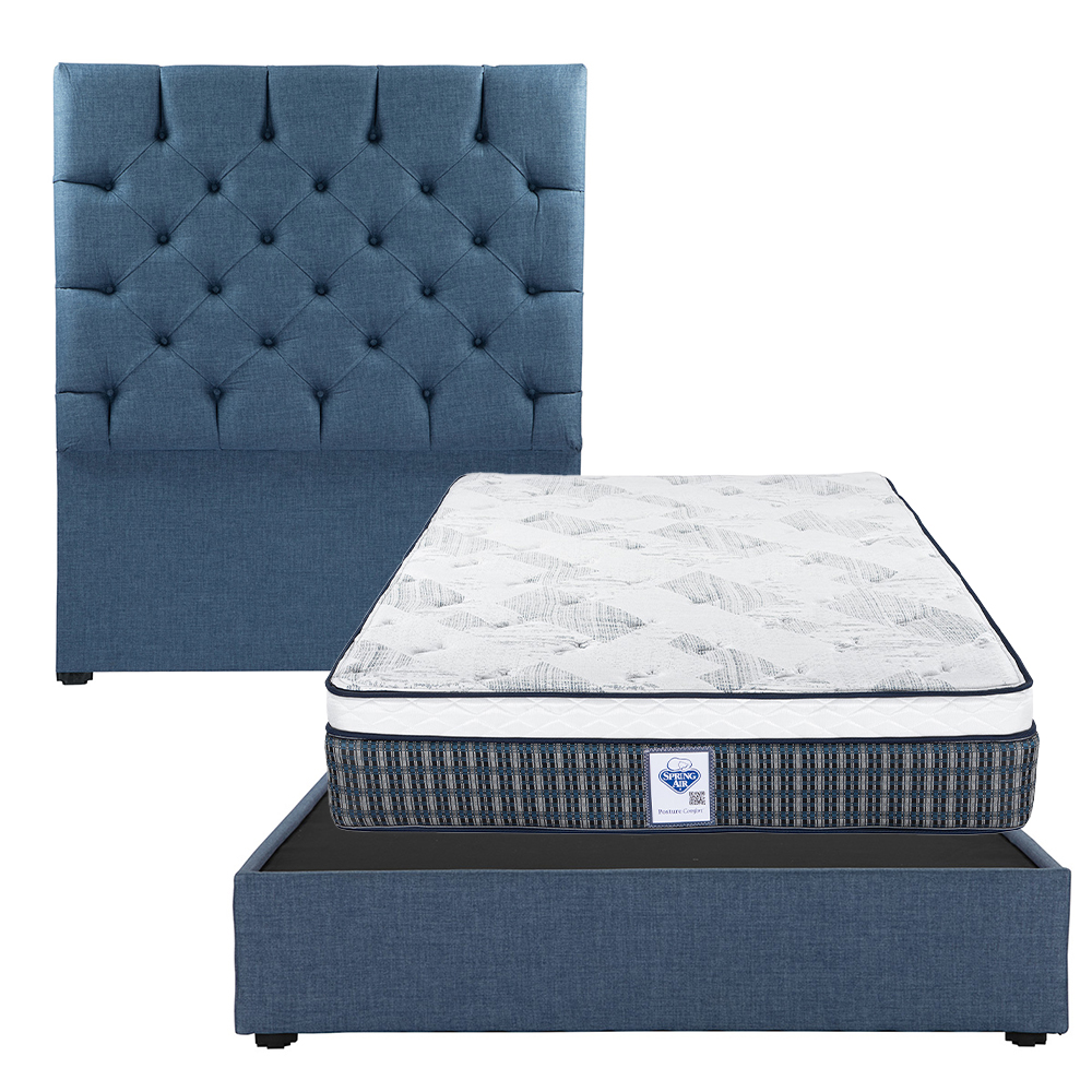 Foto 2 pulgar | Cabecera Dicasa Capri + Base Cama Azul + Colchón Spring Air Cardona Matrimonial