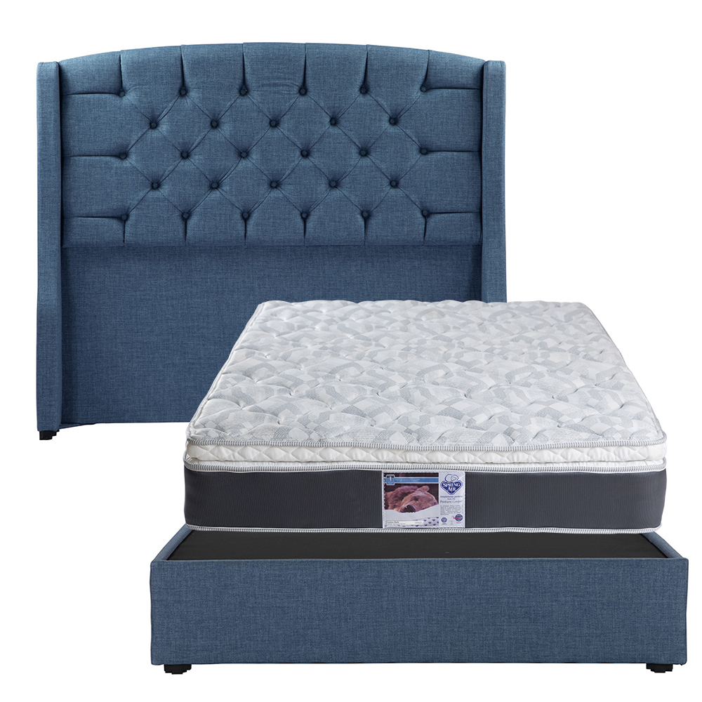 Foto 1 | Cabecera Dicasa Sitka + Base Cama Azul + Colchón Spring Air Marte Matrimonial