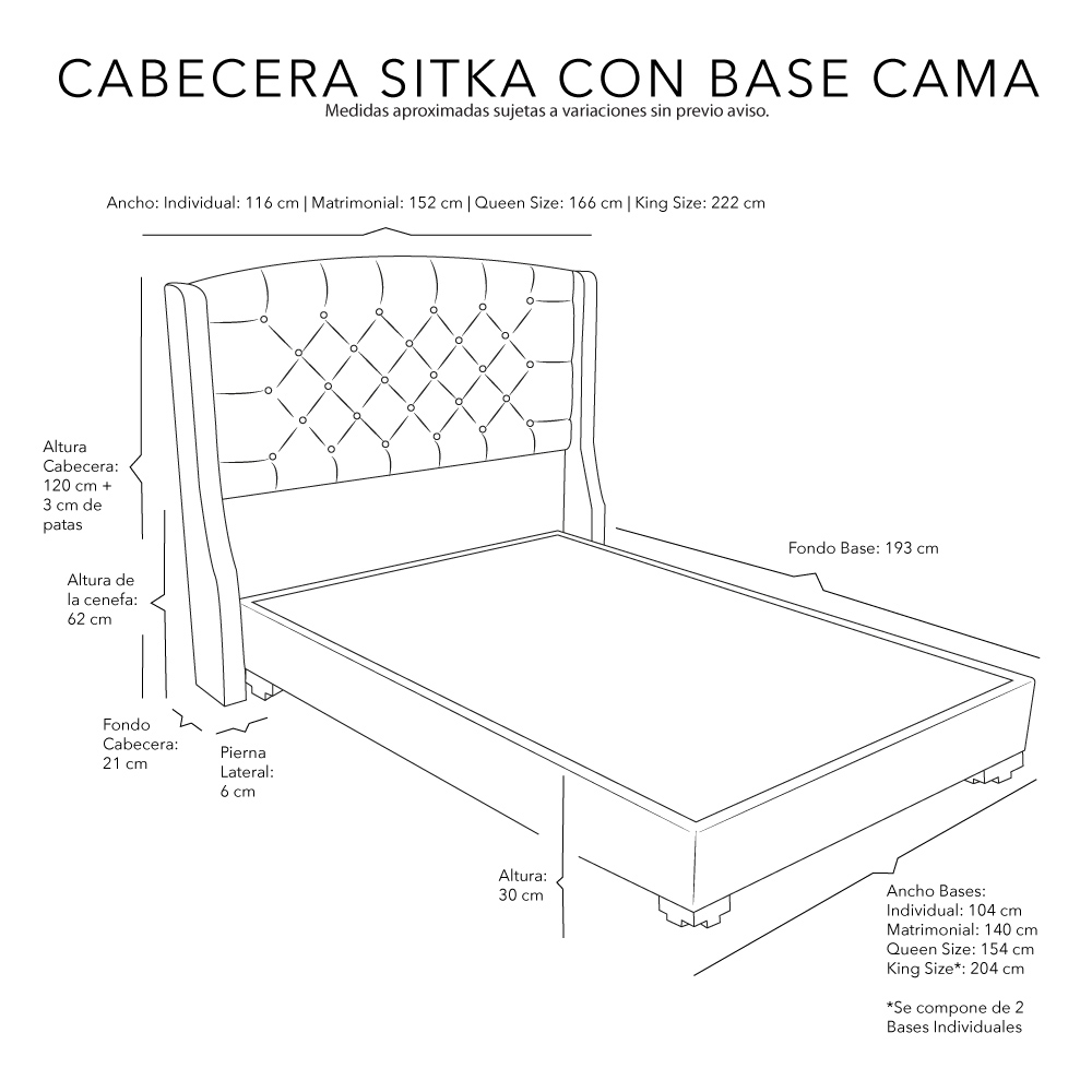 Foto 4 pulgar | Cabecera Dicasa Sitka + Base Cama Azul + Colchón Spring Air Marte Matrimonial