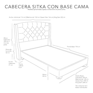 Foto 3 | Cabecera Dicasa Sitka + Base Cama Azul + Colchón Spring Air Marte Matrimonial