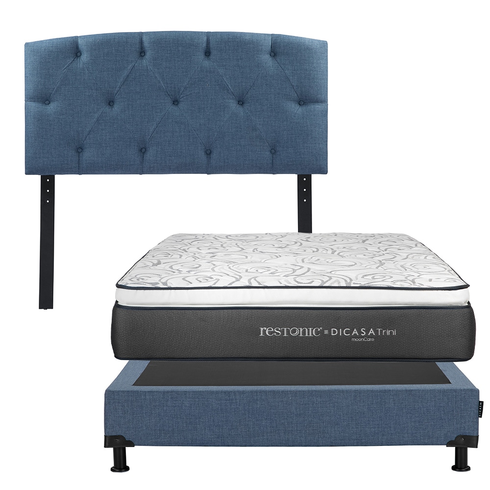 Cabecera Dicasa Sigma + Box Azul + Colchón Restonic Trini Matrimonial $10,099