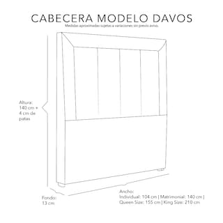 Foto 6 | Cabecera Davos Color Beige Claro Queen Size
