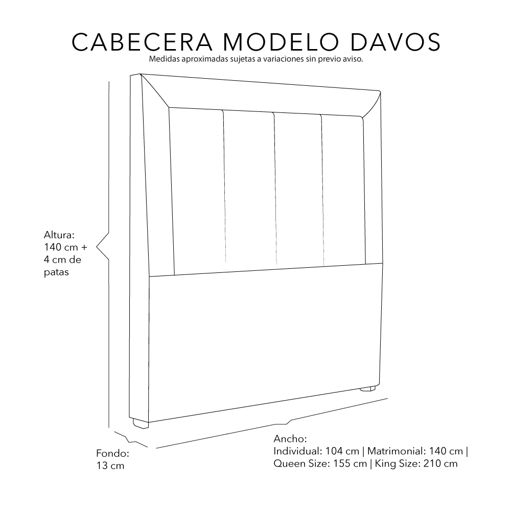 Foto 7 pulgar | Cabecera Davos Color Beige Claro Matrimonial