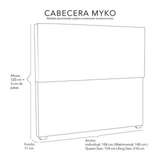 Foto 3 | Cabecera Dicasa Myko Beige Matrimonial + Almohada One + Protector Cloud + Sabanas Softy