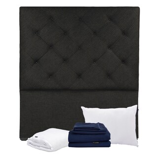 Foto 1 | Cabecera Dicasa Ikki Negro Matrimonial + Almohada One + Protector Cloud + Sabanas Softy