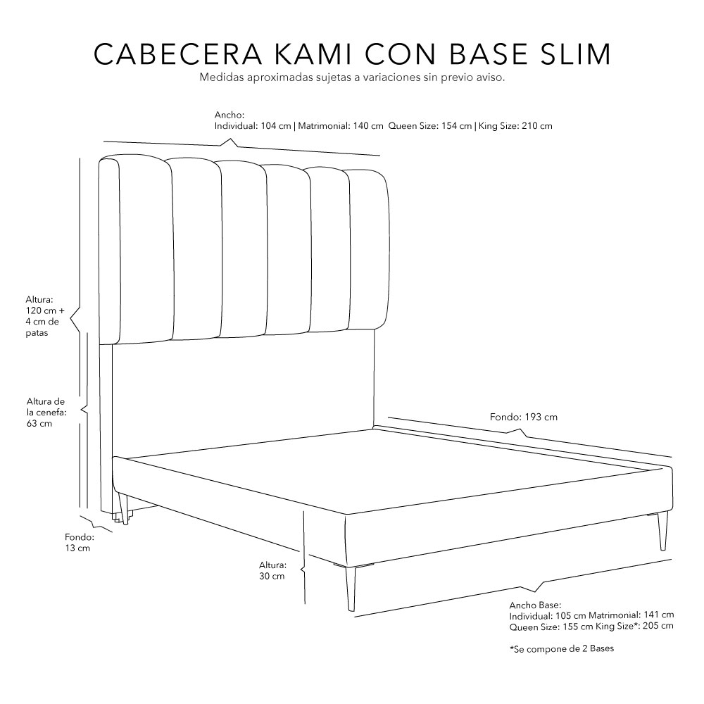 Foto 7 pulgar | Cabecera Dicasa Kami + Base Cama Slim Gris King Size