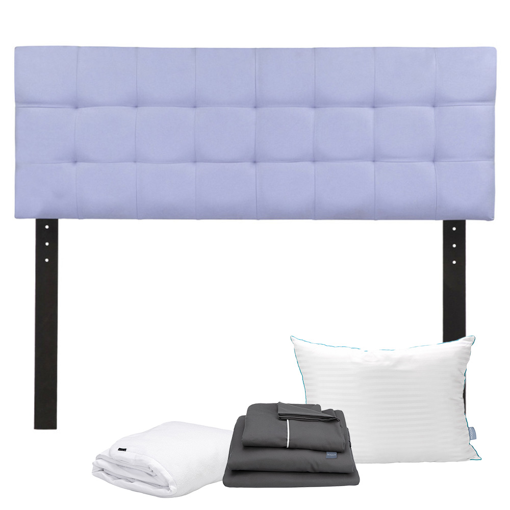 Cabecera Catania Lila King Size + Almohada Royal + Protector Cloud + Sabanas Royal