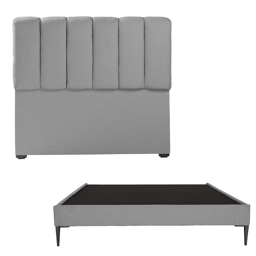 Cabecera Dicasa Kami + Base Cama Slim Gris Matrimonial