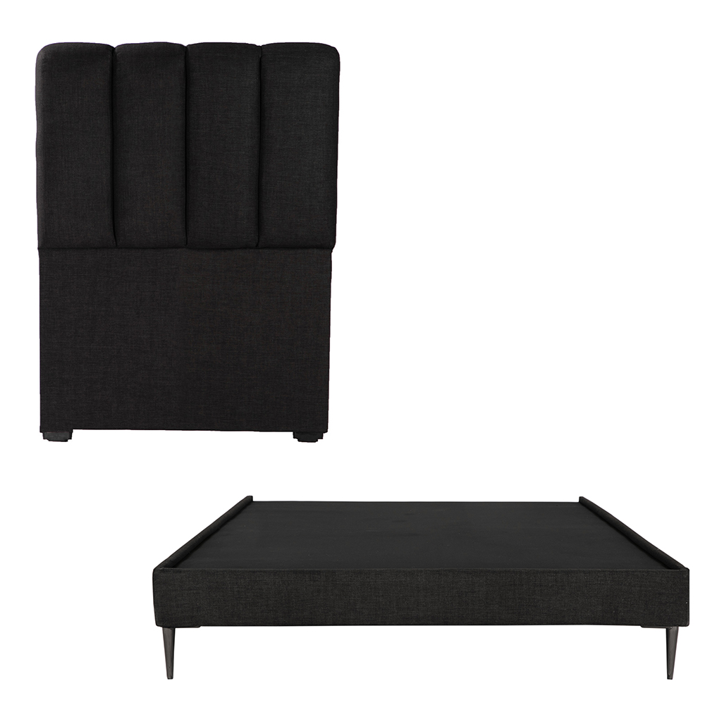Cabecera Dicasa Kami + Base Cama Slim Negro Individual