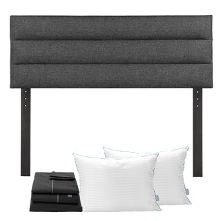 Foto 1 | Cabecera Logan Gris Carbon Matrimonial + Almohada Royal Twin + Sabanas Royal