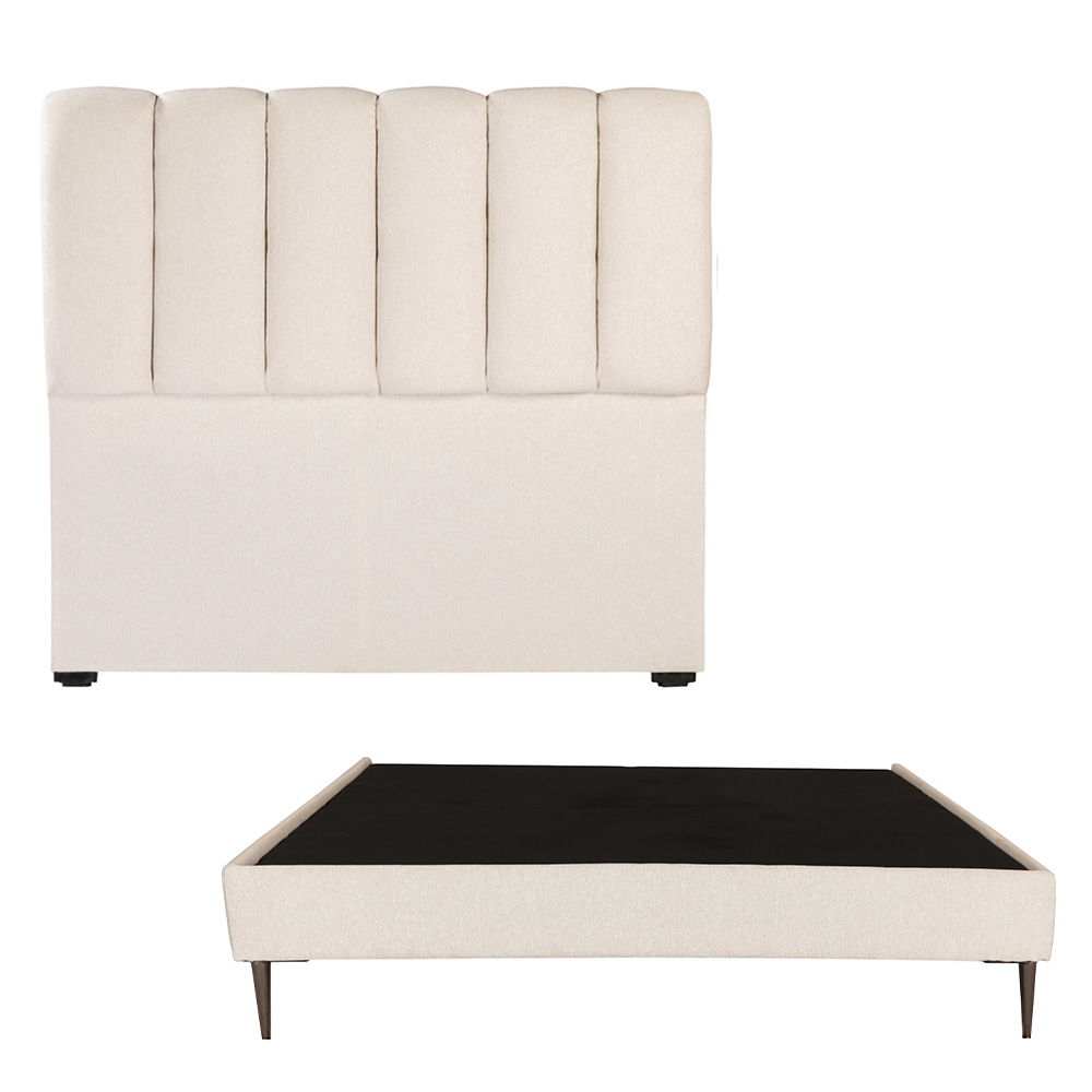 Cabecera Dicasa Kami + Base Cama Slim Beige Matrimonial