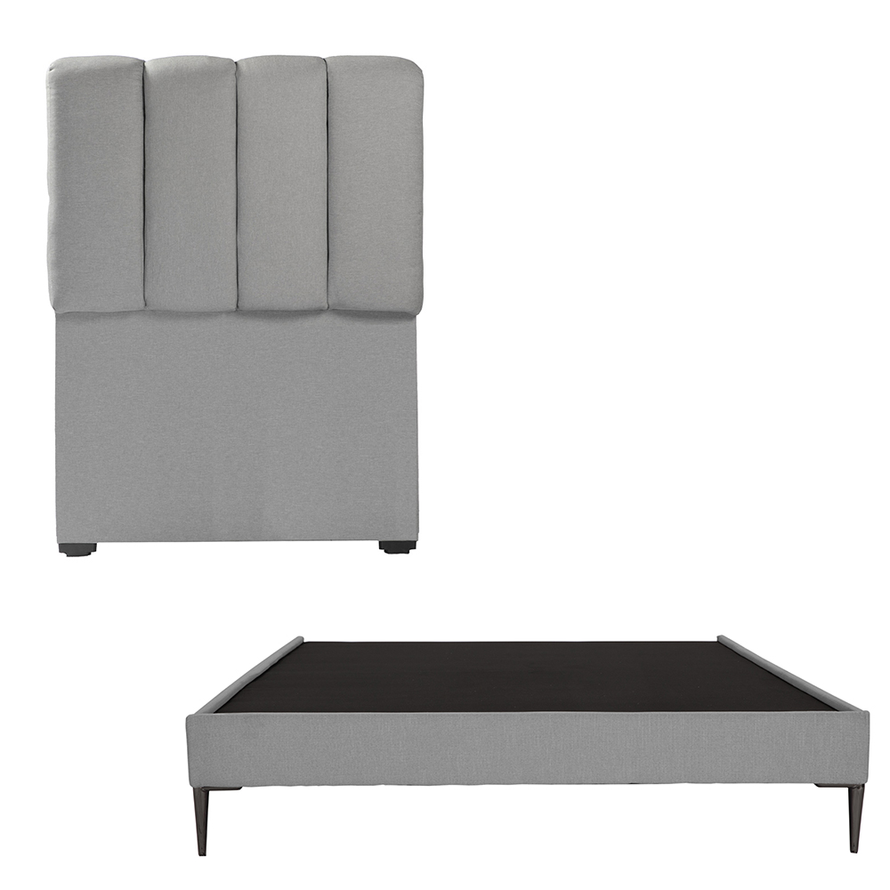 Cabecera Dicasa Kami + Base Cama Slim Gris Individual