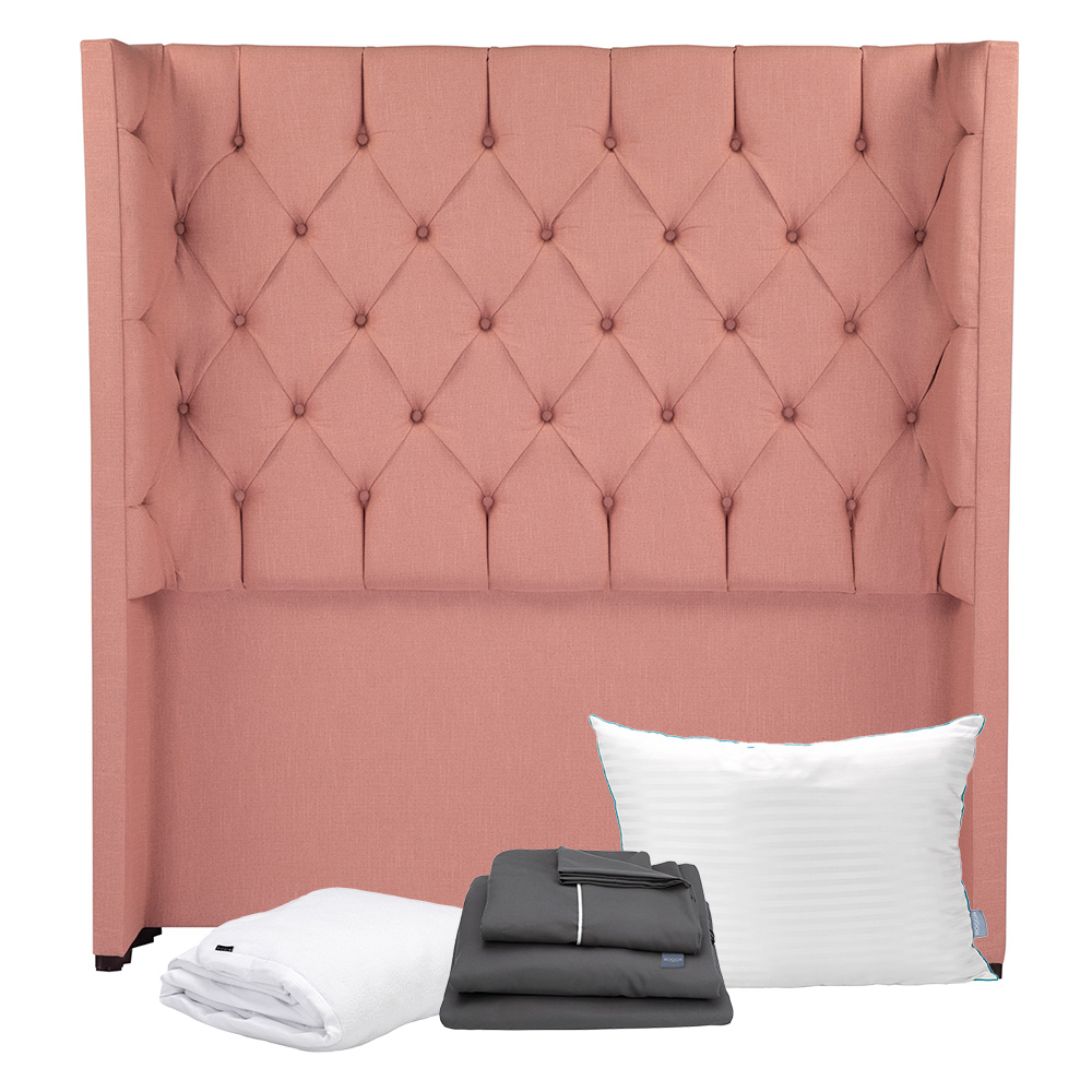 Cabecera Dicasa Tartuk Color Palo De Rosa King Size + Almohada Royal + Protector De Colchón Cloud + Sábanas Royal