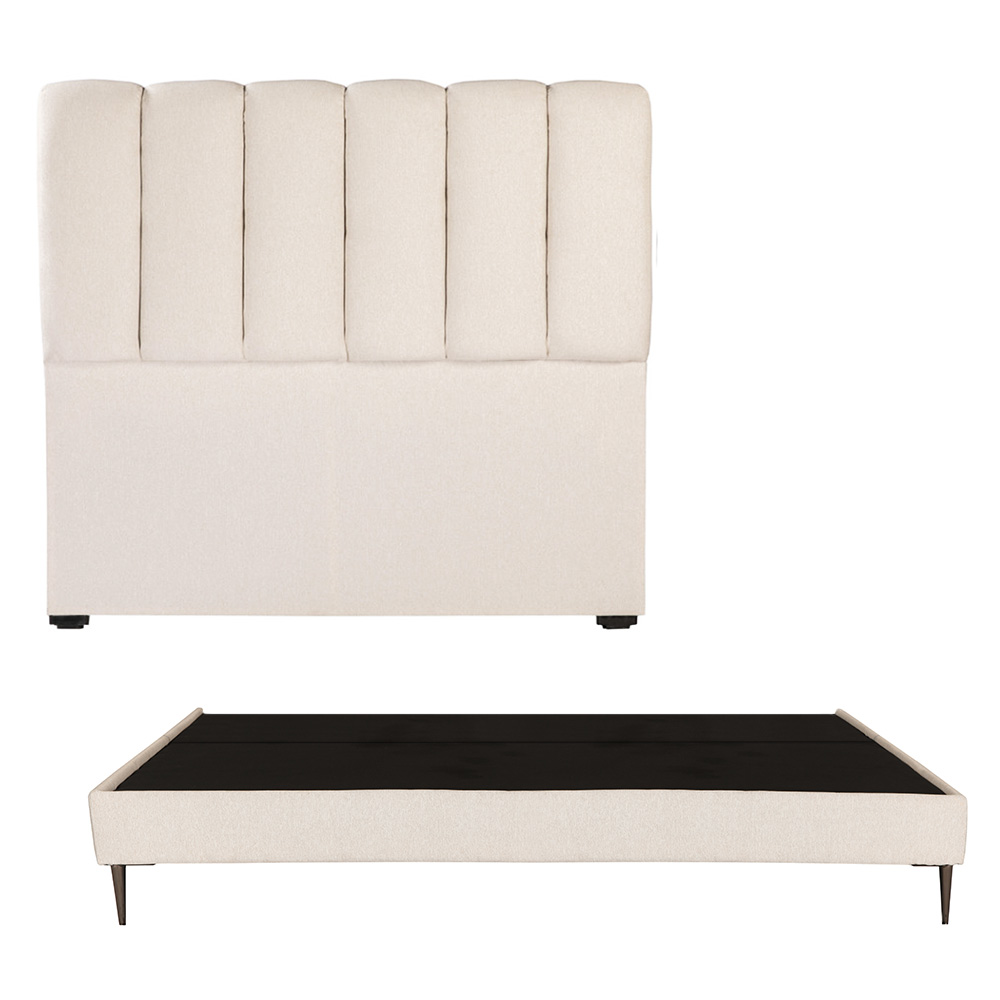 Cabecera Dicasa Kami + Base Cama Slim Beige King Size