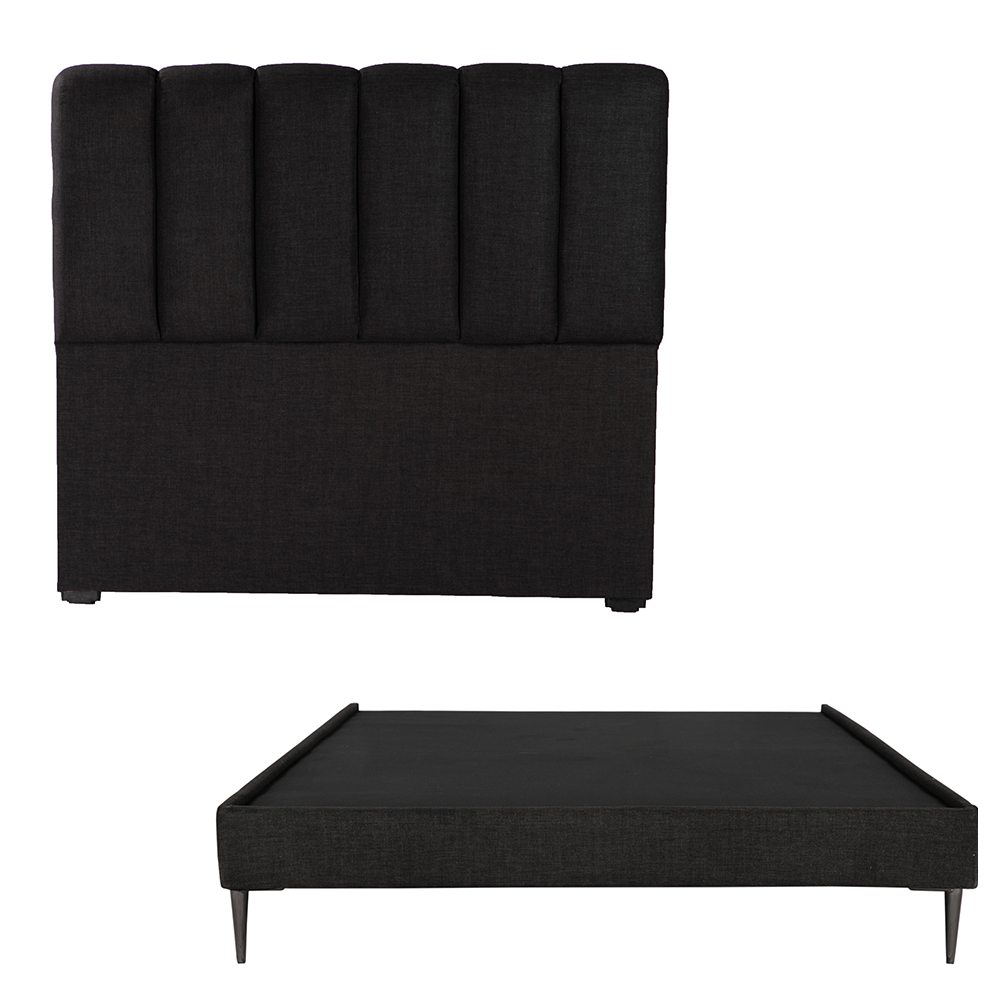 Cabecera Dicasa Kami + Base Cama Slim Negro Matrimonial