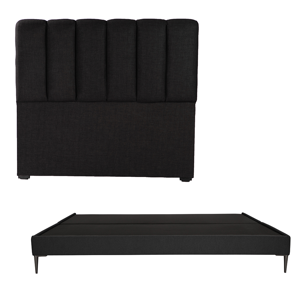 Cabecera Dicasa Kami + Base Cama Slim Negro King Size