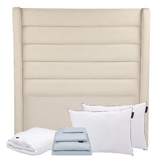 Foto 1 | Cabecera Dicasa Polar Crema Matrimonial + Almohada One 2 + Protector Cloud + Sabanas Softy
