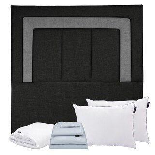 Foto 1 | Cabecera Dicasa Bora Negro Con Gris Queen Size + Almohada One 2 + Protector Cloud + Sabanas Softy