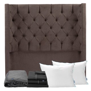 Foto 1 | Cabecera Tartuk Chocolate Matrimonial + Almohada Royal Twin + Protector Lux + Sabanas Royal