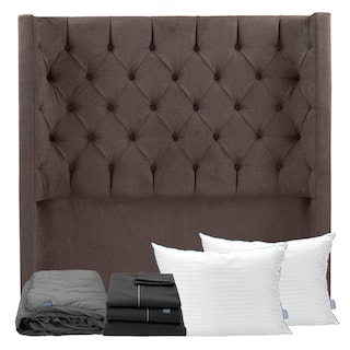 Foto 1 | Cabecera Tartuk Chocolate Queen Size + Almohada Royal Twin + Protector Lux + Sabanas Royal