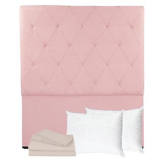 Foto 1 | Cabecera Oporto Rosa Matrimonial + Almohada Oso 2 + Sabanas Basic
