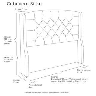 Foto 5 | Cabecera Sitka Gris Carbon Queen Size