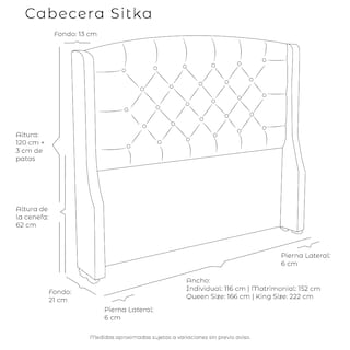 Foto 5 | Cabecera Sitka Gris Carbon King Size