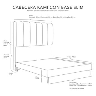 Foto 4 | Cabecera Dicasa Kami Color Sepia Matrimonial + Base Cama Slim Dicasa Color Sepia Matrimonial