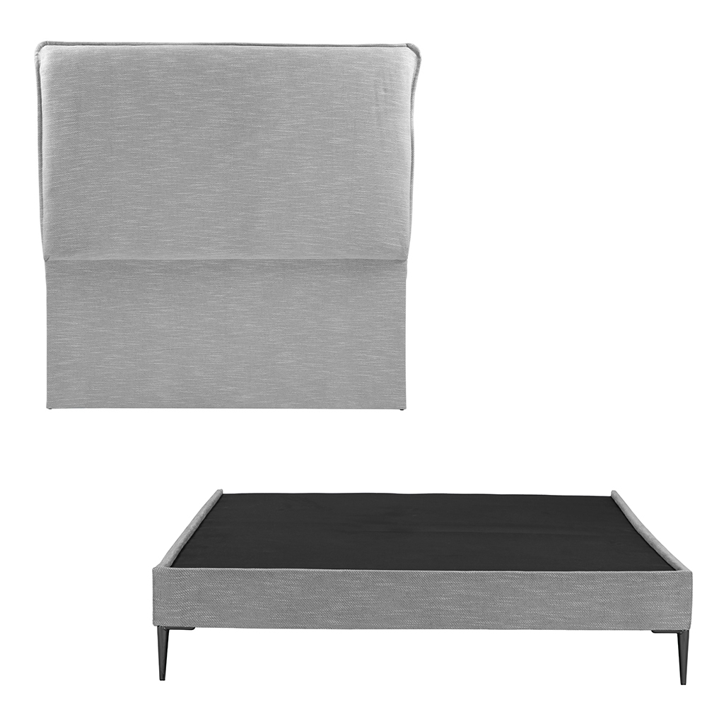 Cabecera Dicasa Split Slim Color Gris Matrimonial + Base Cama Slim