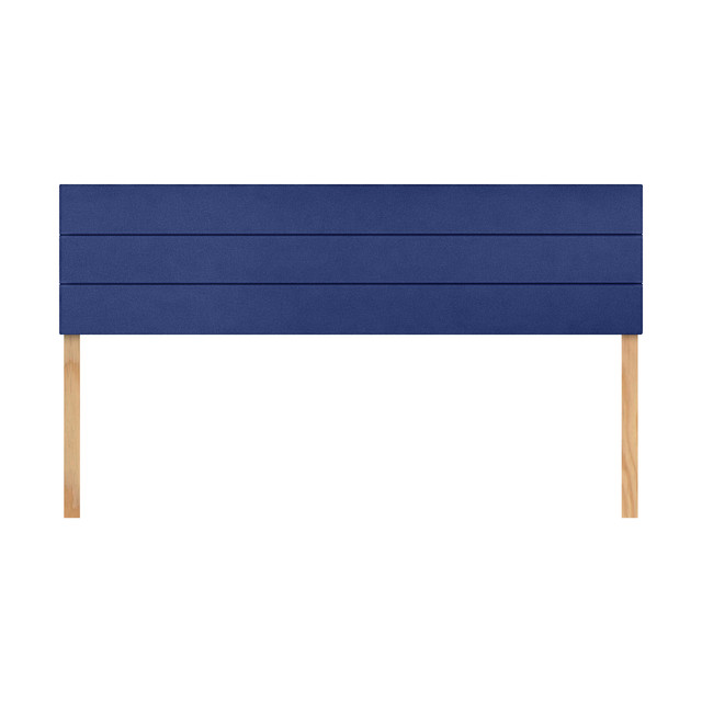 Cabecera King Size Raya Horizontal Azul 3 En 1 Moderna