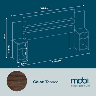 Foto 4 | Cabecera Mobi Verona Individual Tabaco Con 2 Buros Integrados